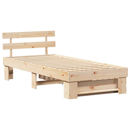 Bed Frame with Headboard Natural 90 x 200 cm Solid Pine Wood