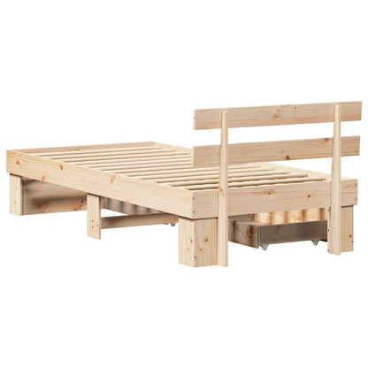 Bed Frame with Headboard Natural 90 x 200 cm Solid Pine Wood
