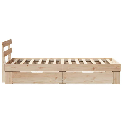 Bed Frame with Headboard Natural 90 x 200 cm Solid Pine Wood