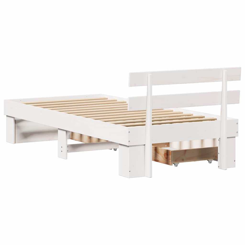 Bed Frame with Headboard White 90 x 200 cm Solid Pine Wood