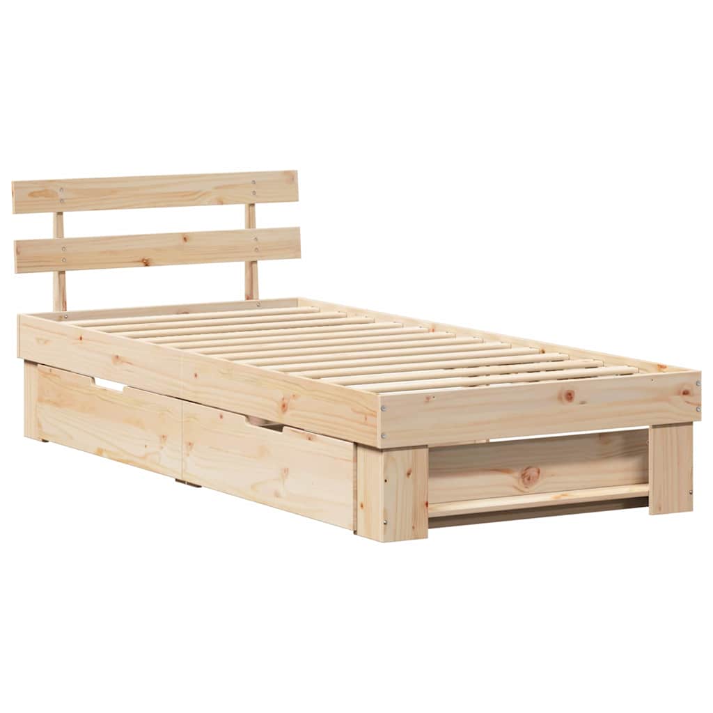 Bed Frame with Headboard Natural 80 x 200 cm Solid Pine Wood