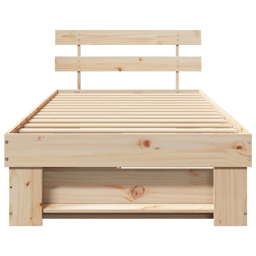 Bed Frame with Headboard Natural 80 x 200 cm Solid Pine Wood