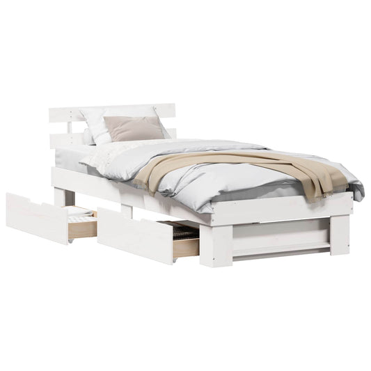 Bed Frame with Headboard White 80 x 200 cm Solid Pine Wood