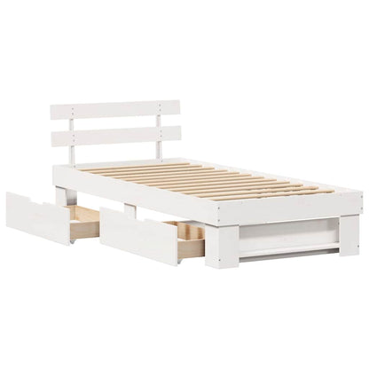 Bed Frame with Headboard White 80 x 200 cm Solid Pine Wood