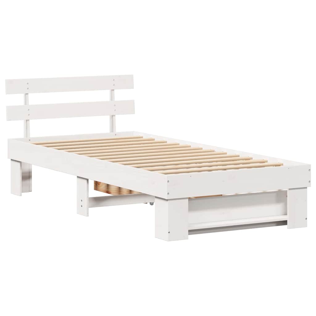 Bed Frame with Headboard White 80 x 200 cm Solid Pine Wood