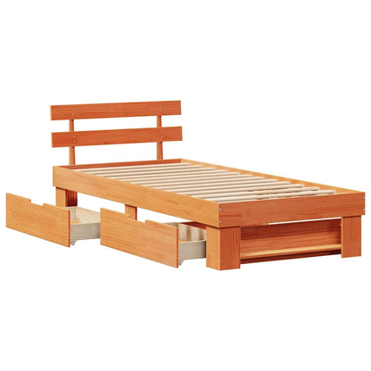 Bed Frame with Headboard Wax Brown 80 x 200 cm Solid Pine Wood