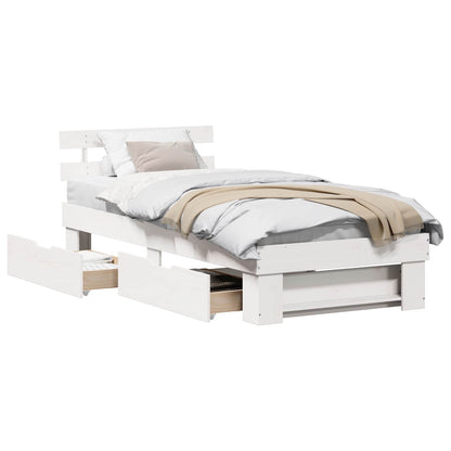Bed Frame with Headboard White 90 x 190 cm Solid Pine Wood
