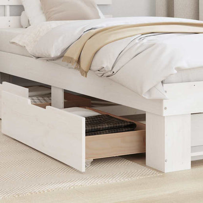 Bed Frame with Headboard White 75 x 190 cm Solid Pine Wood