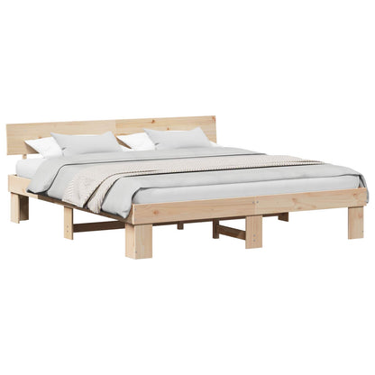 Bed Frame with Headboard Natural 180 x 200 cm Solid Pine Wood