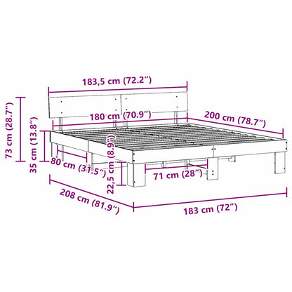 Bed Frame with Headboard White 180 x 200 cm Solid Pine Wood