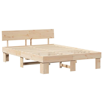 Bed Frame with Headboard Natural 160 x 200 cm Solid Pine Wood