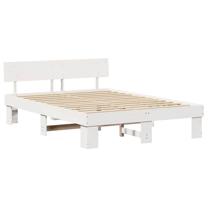 Bed Frame with Headboard White 160 x 200 cm Solid Pine Wood