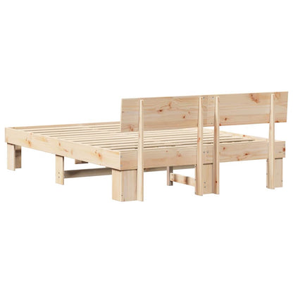 Bed Frame with Headboard Natural 150 x 200 cm Solid Pine Wood