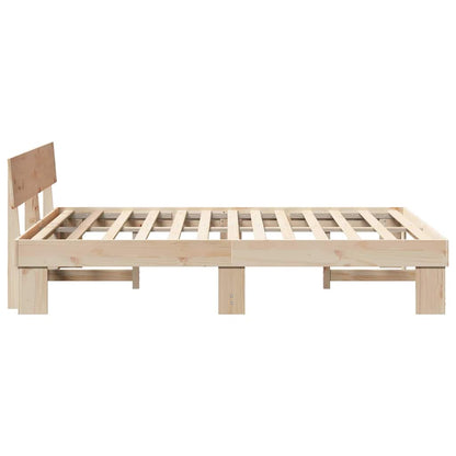 Bed Frame with Headboard Natural 150 x 200 cm Solid Pine Wood