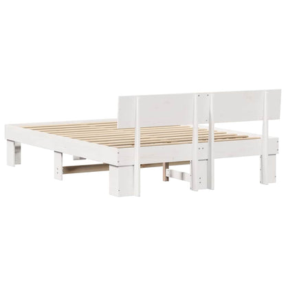 Bed Frame with Headboard White 150 x 200 cm Solid Pine Wood