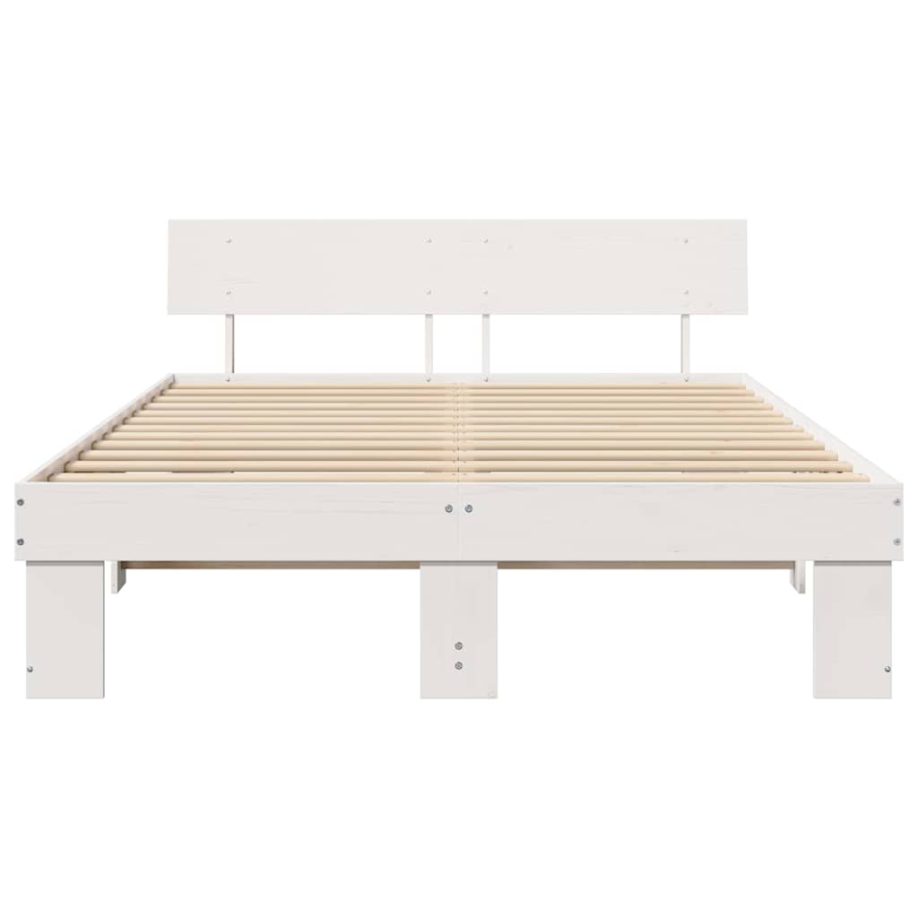Bed Frame with Headboard White 140 x 200 cm Solid Pine Wood