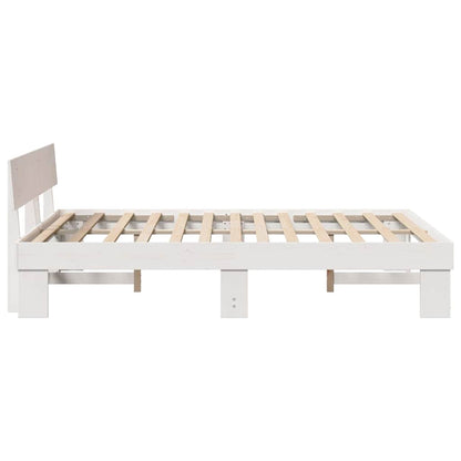 Bed Frame with Headboard White 140 x 200 cm Solid Pine Wood