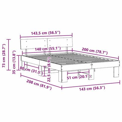 Bed Frame with Headboard White 140 x 200 cm Solid Pine Wood