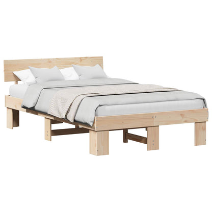 Bed Frame with Headboard Natural 120 x 200 cm Solid Pine Wood