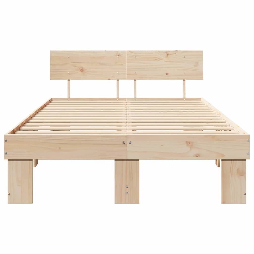 Bed Frame with Headboard Natural 120 x 200 cm Solid Pine Wood