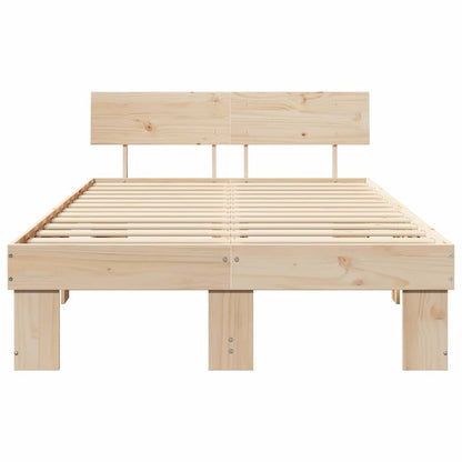 Bed Frame with Headboard Natural 120 x 200 cm Solid Pine Wood