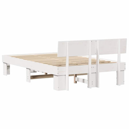 Bed Frame with Headboard White 120 x 200 cm Solid Pine Wood