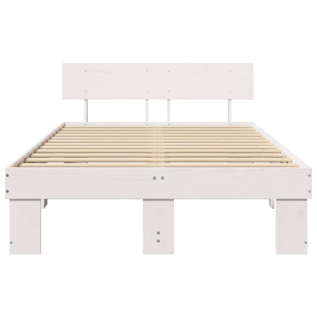 Bed Frame with Headboard White 120 x 200 cm Solid Pine Wood