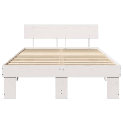 Bed Frame with Headboard White 120 x 200 cm Solid Pine Wood