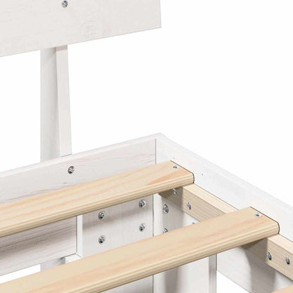 Bed Frame with Headboard White 140 x 190 cm Solid Pine Wood