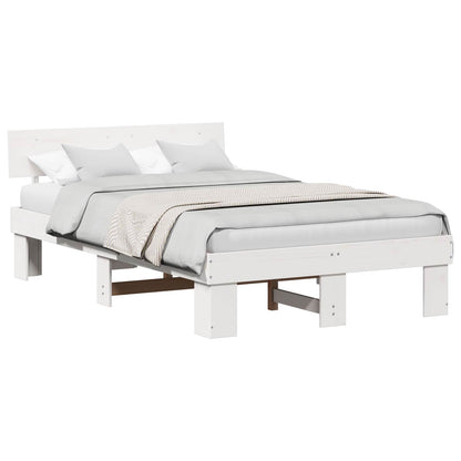 Bed Frame with Headboard White 140 x 190 cm Solid Pine Wood