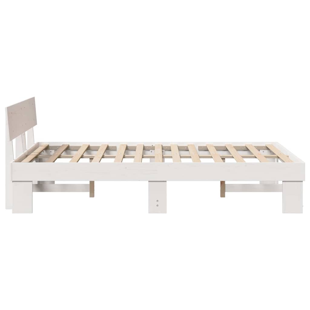Bed Frame with Headboard White 140 x 190 cm Solid Pine Wood