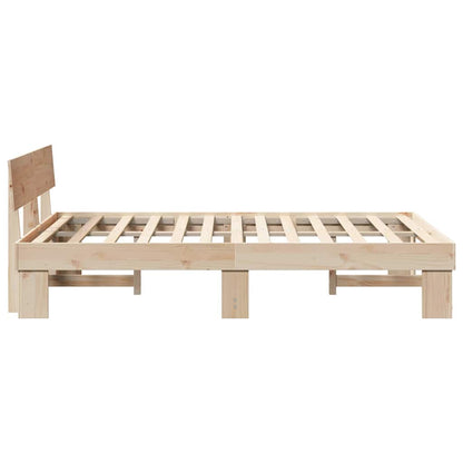 Bed Frame with Headboard Natural 135 x 190 cm Solid Pine Wood