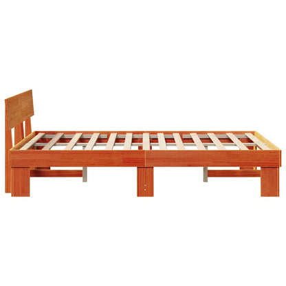 Bed Frame with Headboard Wax Brown 120 x 190 cm Solid Pine Wood