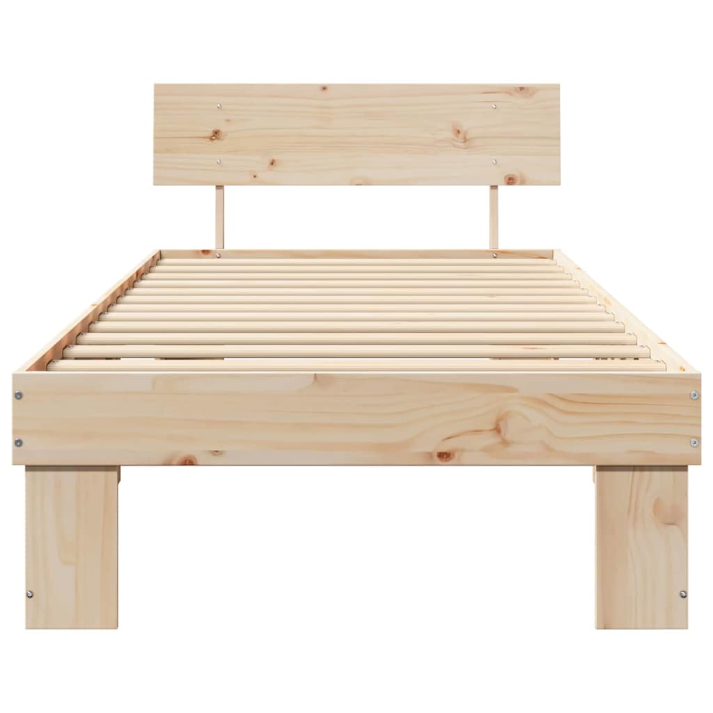 Bed Frame with Headboard Natural 100 x 200 cm Solid Pine Wood