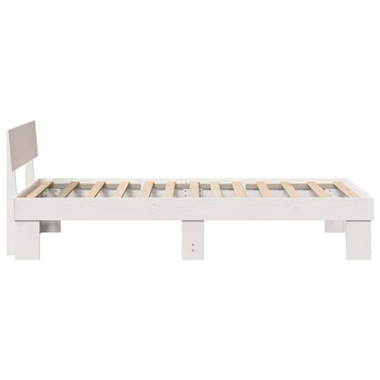 Bed Frame with Headboard White 100 x 200 cm Solid Pine Wood