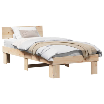 Bed Frame with Headboard Natural 90 x 200 cm Solid Pine Wood