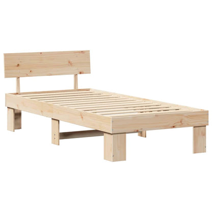Bed Frame with Headboard Natural 90 x 200 cm Solid Pine Wood