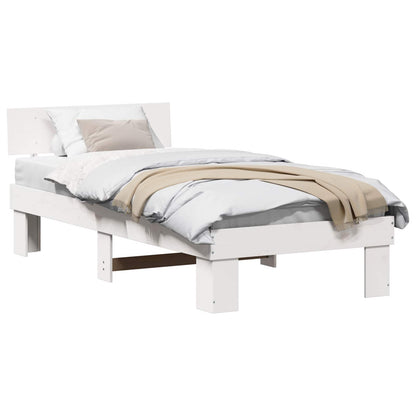 Bed Frame with Headboard White 90 x 200 cm Solid Pine Wood