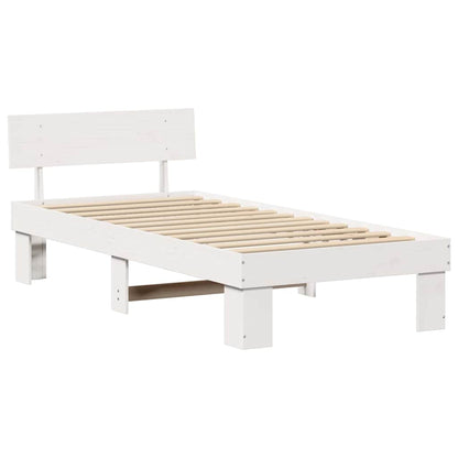 Bed Frame with Headboard White 90 x 200 cm Solid Pine Wood