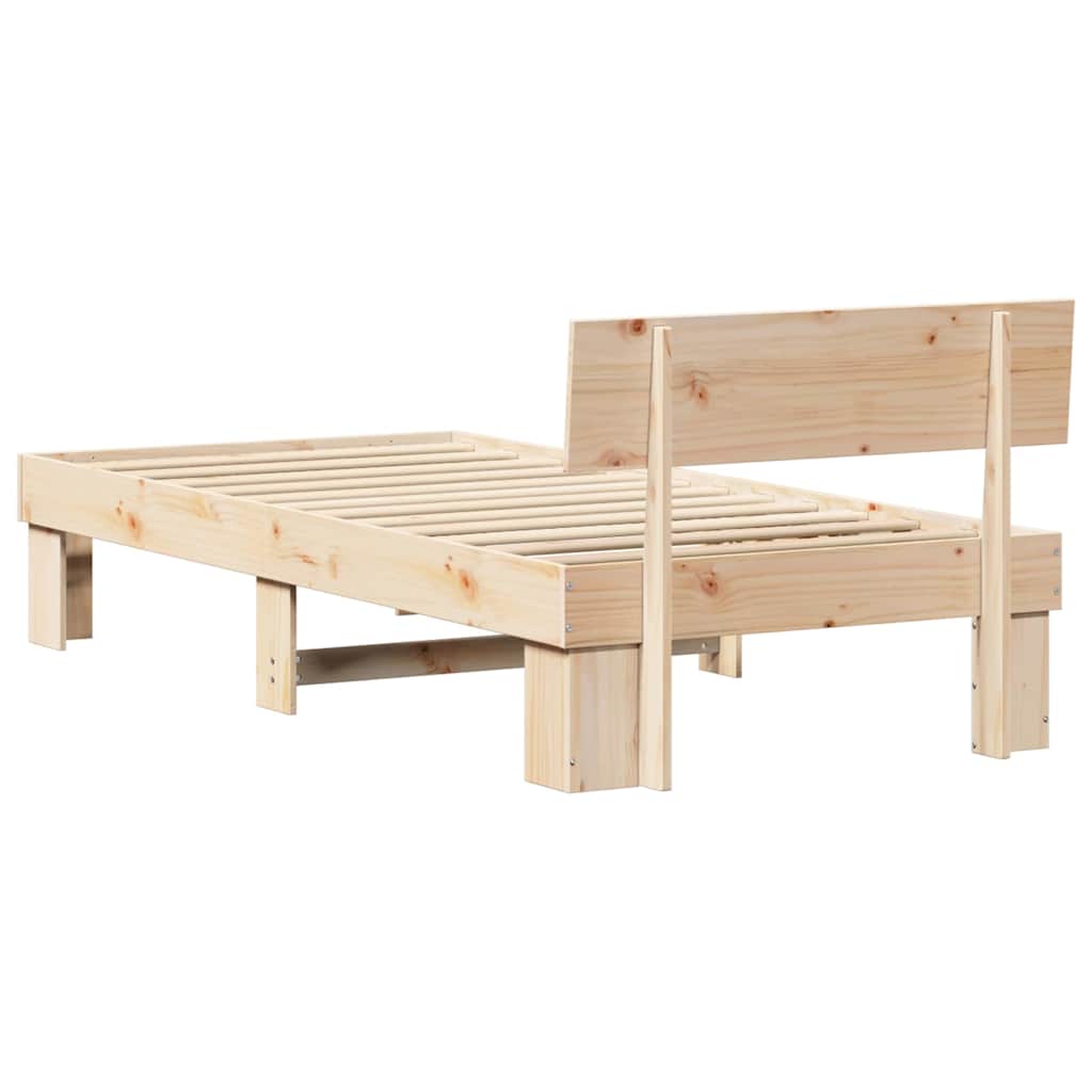 Bed Frame with Headboard Natural 80 x 200 cm Solid Pine Wood