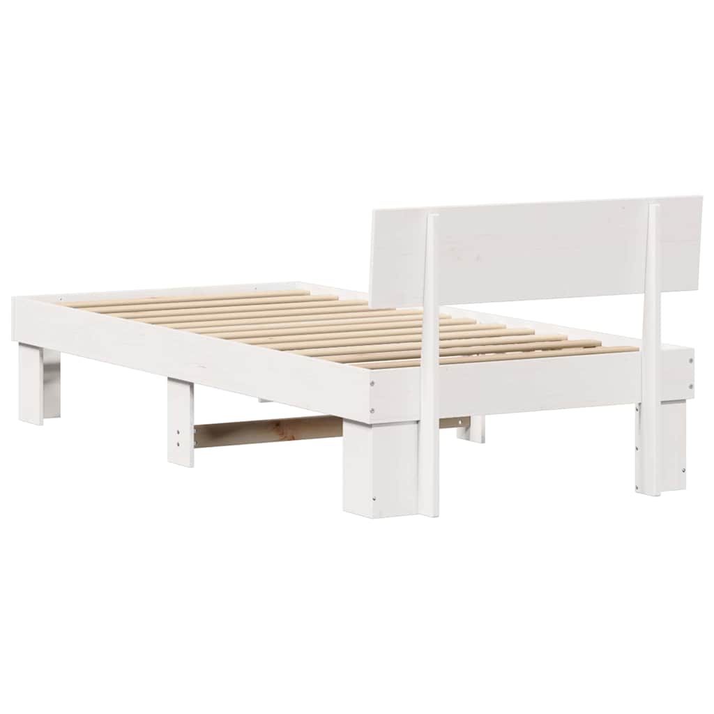 Bed Frame with Headboard White 80 x 200 cm Solid Pine Wood