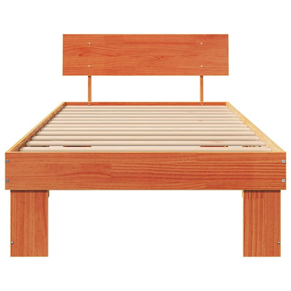 Bed Frame with Headboard Wax Brown 80 x 200 cm Solid Pine Wood