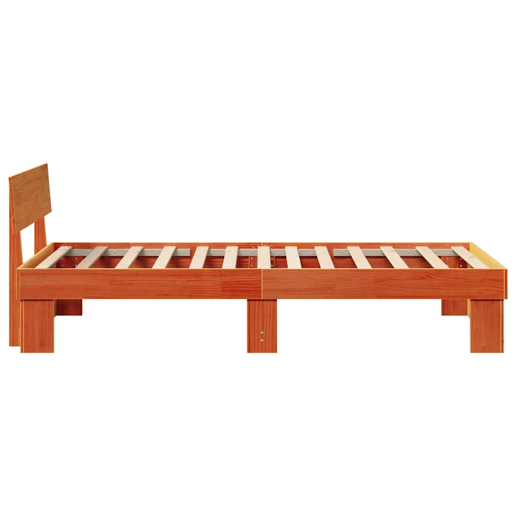 Bed Frame with Headboard Wax Brown 80 x 200 cm Solid Pine Wood