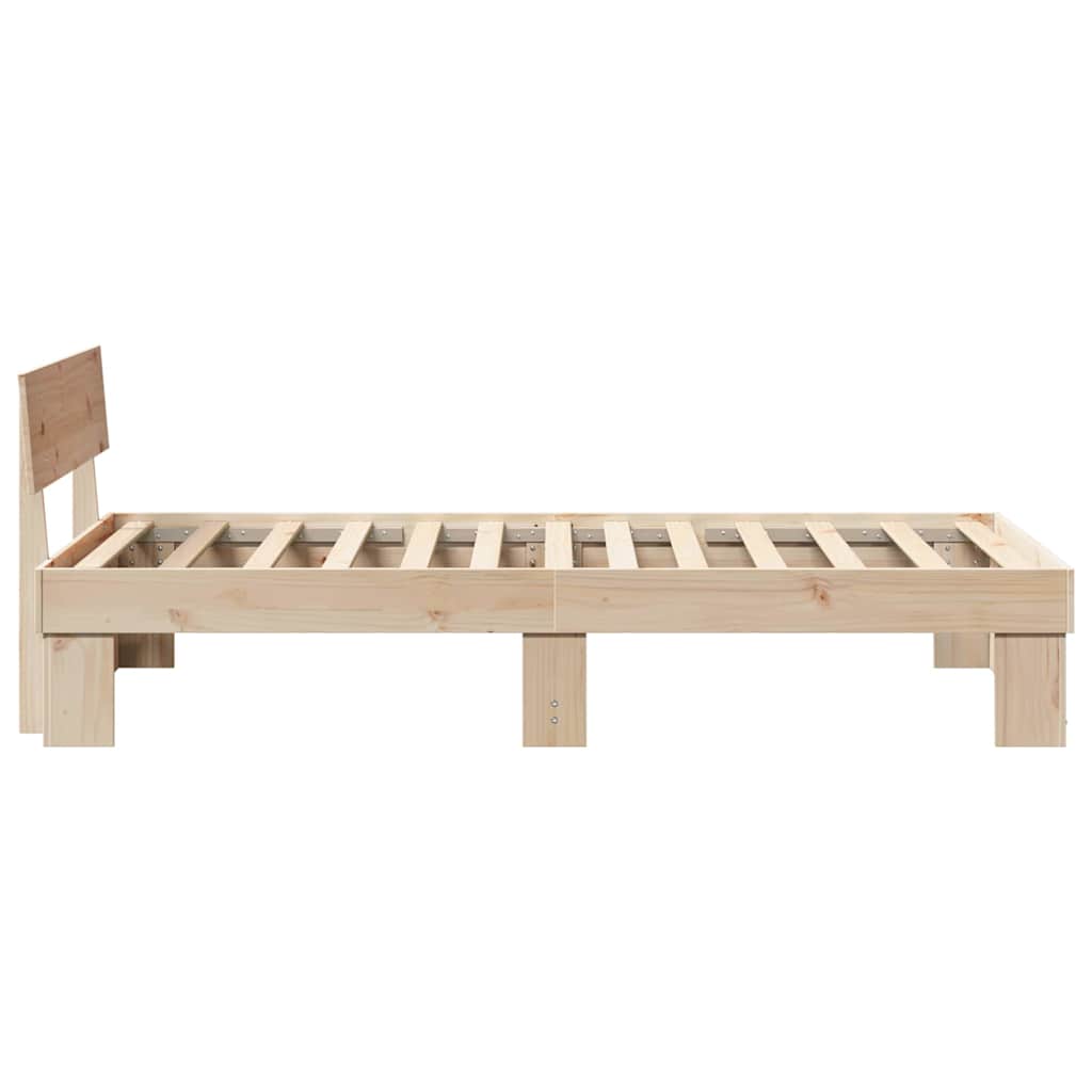 Bed Frame with Headboard Natural 90 x 190 cm Solid Pine Wood