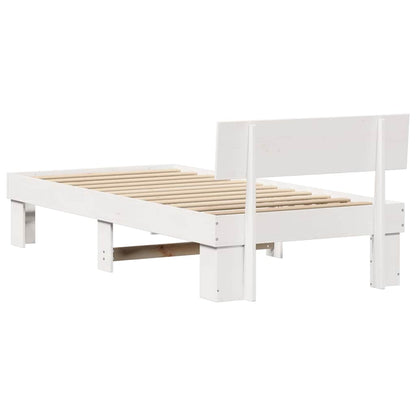 Bed Frame with Headboard White 90 x 190 cm Solid Pine Wood