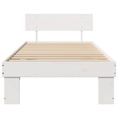 Bed Frame with Headboard White 90 x 190 cm Solid Pine Wood