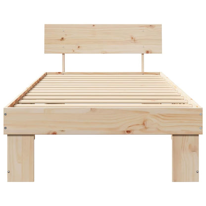 Bed Frame with Headboard Natural 75 x 190 cm Solid Pine Wood