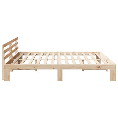 Bed Frame with Headboard Natural 180 x 200 cm Solid Pine Wood