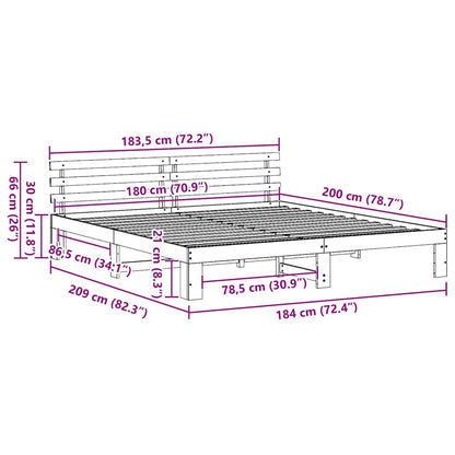 Bed Frame with Headboard Natural 180 x 200 cm Solid Pine Wood
