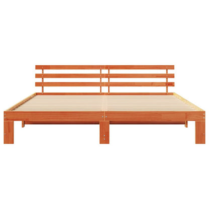 Bed Frame with Headboard Wax Brown 180 x 200 cm Solid Pine Wood